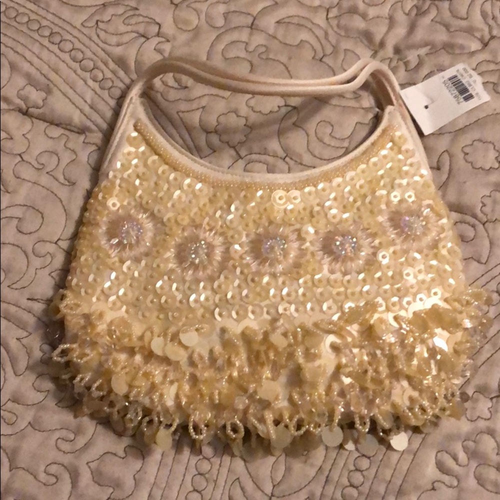 NEW Ivory Beaded Evening Bag